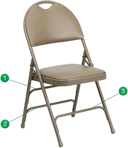 Miniatura 17 de Flash Furniture HERCULES Series Ultra Premium Triple Braced Black Vinyl Metal Silla plegable con asa fácil de transportar Marco negro de vinilo.