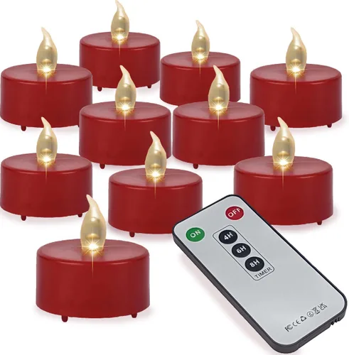 Miniatura 12 de Velas de té sin llama, funcionan con pilas, velas votivas eléctricas parpadeantes LED, paquete de 24 unidades, realistas y brillantes para fiestas