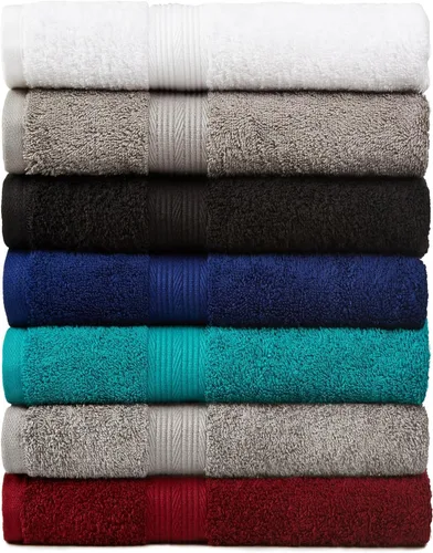 Miniatura 2 de Amazon Basics Juego de toallas de baño suaves, absorbentes, resistentes a la decoloración, 100% algodón, 6 piezas (12 x 12 pulgadas), toallas Carmesí
