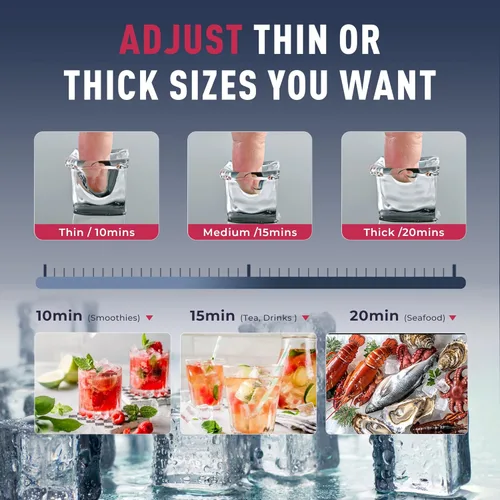 Miniatura 5 de ICYGLEE - Máquina comercial para hacer hielo de 400 libras/día con contenedor de almacenamiento de 220 libras, máquina de hielo industrial