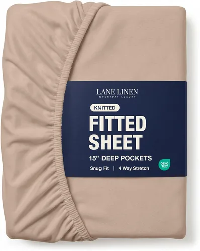 Miniatura 20 de Lane Linen Sábana Ajustable Individual Solamente - Sábana Inferior Individual de Punto Elástico en 4 Direcciones con Bolsillos Profundos - Se Adapta