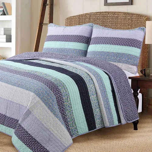 Miniatura 15 de Cozy Line Home Fashions - Juego de ropa de cama reversible de 100% algodón con patchwork real cosido a mano, color mostaza amarilla, estilo granja