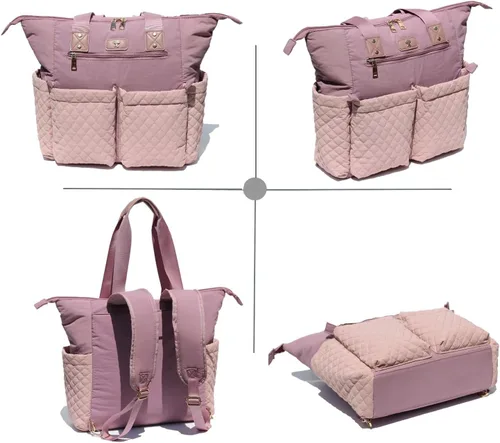 Miniatura 7 de ESVAN Bolsa de pañales Totepack Mochila 2 en 1 para mujer, multifuncional, de gran capacidad, con bolsillos aislados, viaje Multifunctional Rosa
