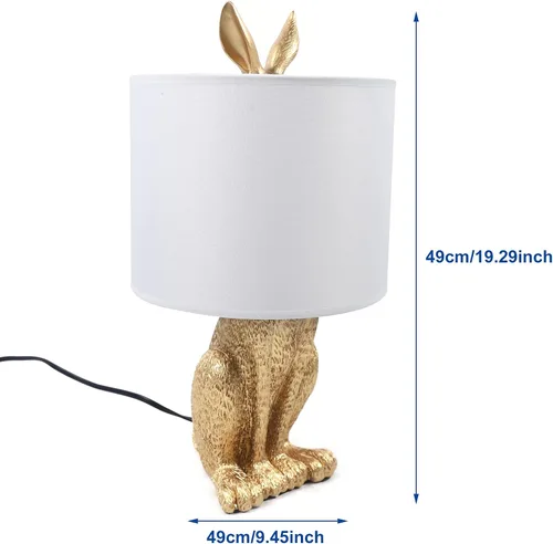 Miniatura 8 de Lámpara de conejo LED dorada moderna con bombilla E27, accesorios de iluminación de mesita de noche para oficina, sala de estar, comedor