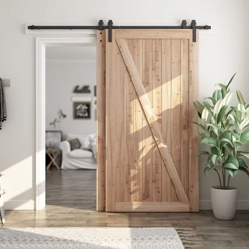 Miniatura 2 de SMARTSTANDARD Kit de herrajes para puerta corredera de granero de 9 pies de derivación - para puertas de madera dobles - un solo carril - suave
