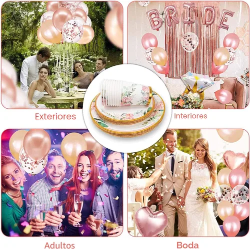 Miniatura 8 de HAPRAY - Conjunto floral de platos desechables y servilletas para 24 invitados, incluye platos, vasos, cuchillos, cucharas y tenedores para baby