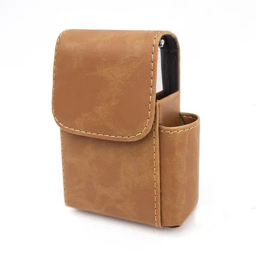 Miniatura 16 de Boshiho Caja de cigarrillos de cuero PU con encendedor titular bolsa de tabaco el mejor regalo para hombres mujeres (negro)