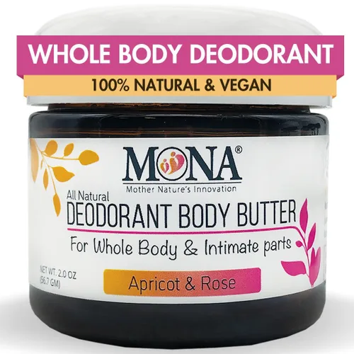 MONA Desodorante natural para todo el cuerpo y partes íntimas, crema desodorante para mujeres, hombres y adolescentes, sin aluminio, bicarbonato de