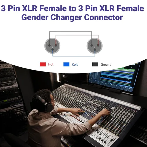 Miniatura 4 de Paquete de 2 adaptadores XLR hembra a hembra de 3 pines para micrófono cambiador de género XLR