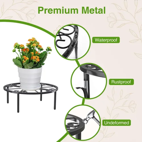 Miniatura 3 de bussdis Soporte corto para plantas de 10.24 pulgadas, soporte resistente para macetas, soporte para plantas en maceta, estante de metal antioxidante