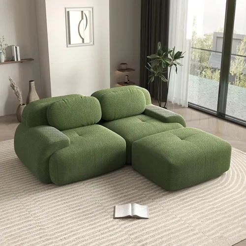 Miniatura 56 de Sofá biplaza moderno de 80 pulgadas para sala de estar, sofá de pana en forma de nube con asiento profundo, sofá modular negro, sofás de dos plazas