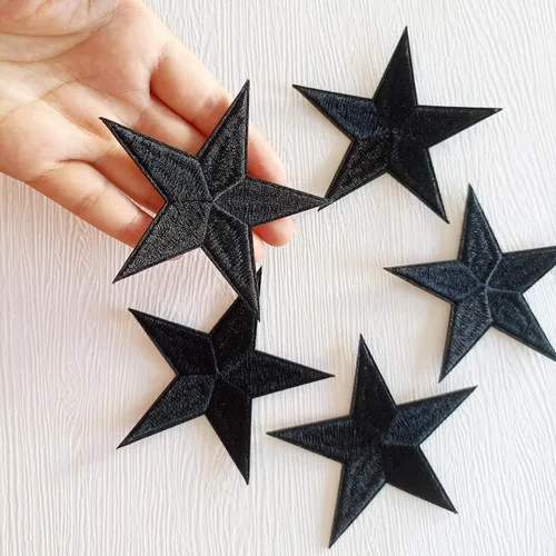 Miniatura 3 de 5 parches para planchar con estrellas negras, parches bordados para ropa, chaquetas, sombreros, mochilas, jeans (3.2 pulgadas)