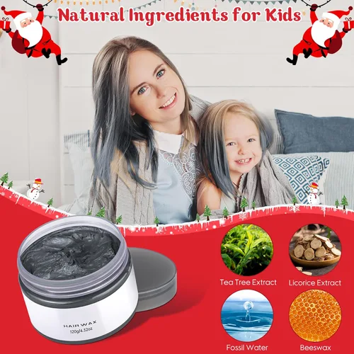 Miniatura 4 de Cera temporal negra para el cabello, lavable, tinte de color rojo arcilla, para cabello loco, fiesta de cosplay, 4.23 onzas, kit de maquillaje