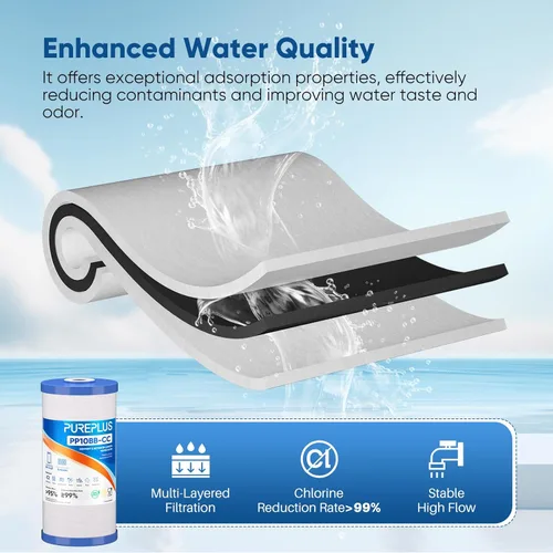 Miniatura 5 de PUREPLUS Cartucho de repuesto para filtro de agua de carbono y sedimentos FXHTC para toda la casa, de 5 micrones, de 10 x 4.5 pulgadas