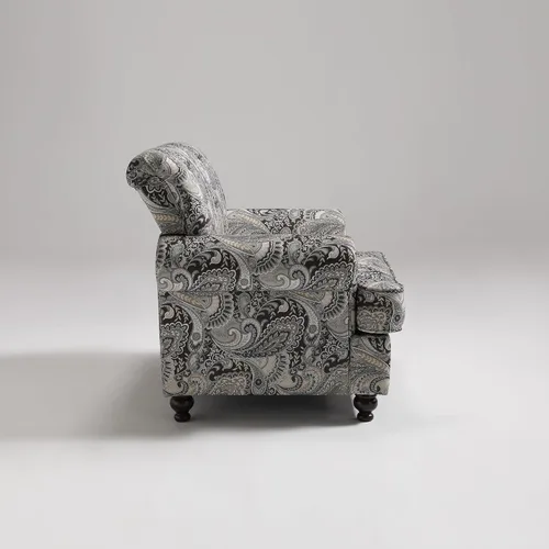Miniatura 9 de Silla decorativa moderna, sillón tapizado de felpilla con patas de madera maciza, diseño floral para sala de estar, dormitorio, sala de lectura