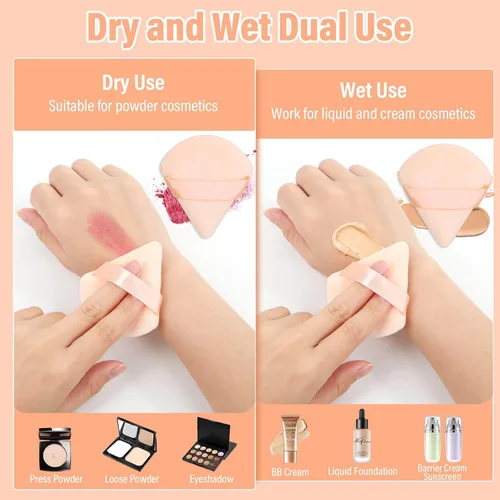 Miniatura 4 de Thrilez 20 piezas Borlas de Polvo Triangulares, Borlas de Polvo Suelto Borlas de Maquillaje para Polvo Facial, Borla de Polvo Fijador