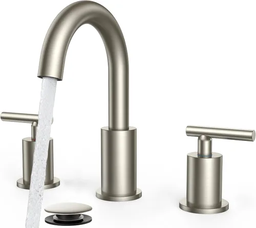 Miniatura 14 de FORIOUS Juego central de grifo de baño dorado cepillado de 4 pulgadas, 2 manijas y 2 agujeros dorados para tocador de baño con metal emergente