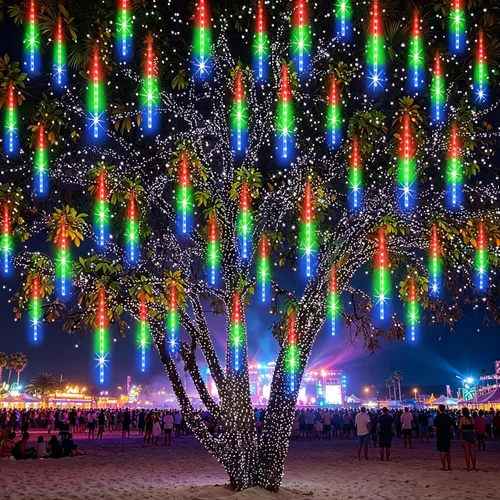 Miniatura 10 de EAGWELL Luces de Lluvia de Meteoros de Navidad, 20 en 20 Tubos Luces de Lluvia en Cascada con Cambio Automático con 12 Modos, Decoración Navideña