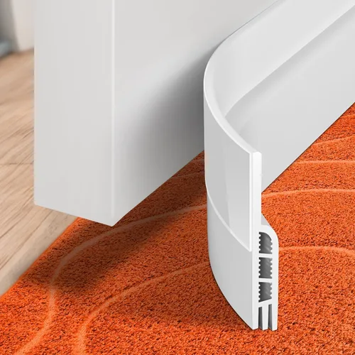 Miniatura 24 de Holikme Burlete para puerta de 41 pulgadas, para debajo de la puerta, bloqueador de corrientes de aire para puertas, tapón de ruido, adhesivo Gris