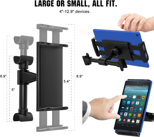 Miniatura 6 de MoKo Soporte para reposacabezas para teléfono/tableta, soporte ajustable para tableta para dispositivos de 4 a 12.9 pulgadas, compatible con iPhone