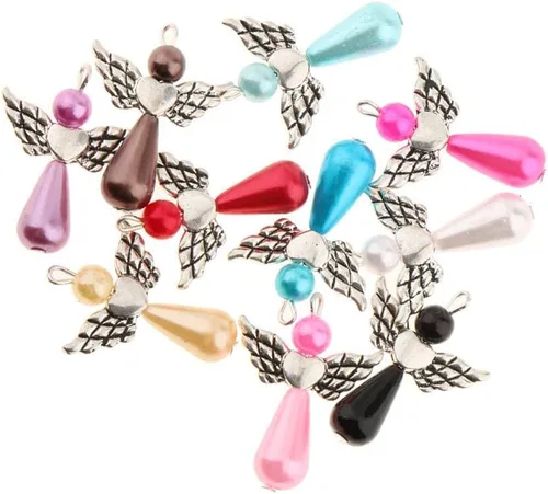 Miniatura 4 de 35 dijes de alas de ángel, colgantes de acrílico facetado, corazón de lágrima, cuentas para collares, aretes, pulseras, manualidades, fabricación