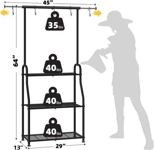 Miniatura 6 de Simple Trending - Soporte para plantas de interior y exterior, estante de metal resistente de 3 niveles para múltiples macetas colgantes, soporte