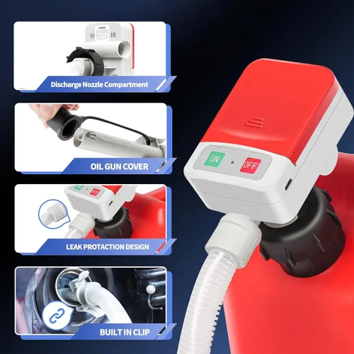Miniatura 5 de Nitigo Bomba de transferencia de combustible con sensor de parada automática y protección contra fugas (3.2 GPM), bomba de transferencia portátil