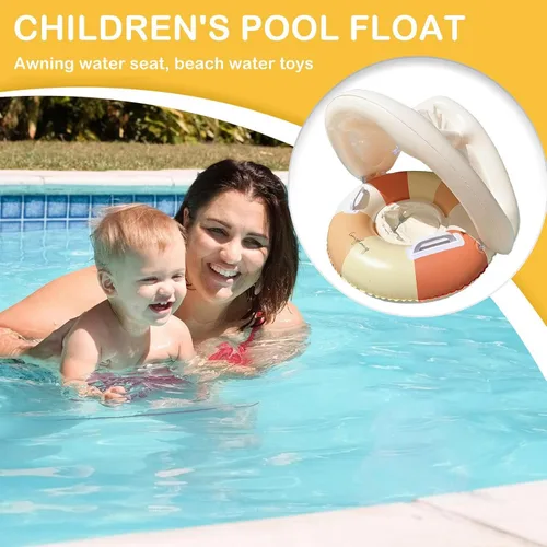 Miniatura 2 de Babyy - Flotador de piscina – Anillo de protección solar, asiento de seguridad plegable, flotador de natación retro con toldo y sombrilla Juguete