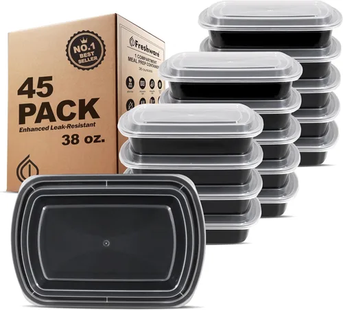 Miniatura 12 de Freshware - Recipientes para comida preparada, 150 unidades, 1 compartimento para almacenar comida, contenedores con tapas, caja Bento, libre