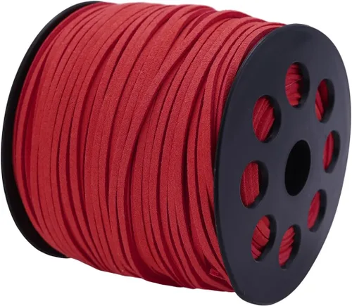 Miniatura 7 de Cordón plano de gamuza de 0.104 in x 100 yardas, cuerda de cuero con carrete en rollo, cordón de piel sintética para hacer joyas, collares, Azul