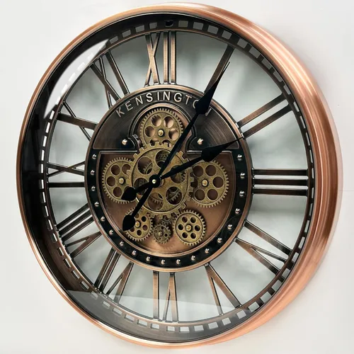 Miniatura 2 de Reloj de pared con engranajes móviles reales, relojes grandes de metal modernos para decoración de sala de estar, relojes decorativos únicos