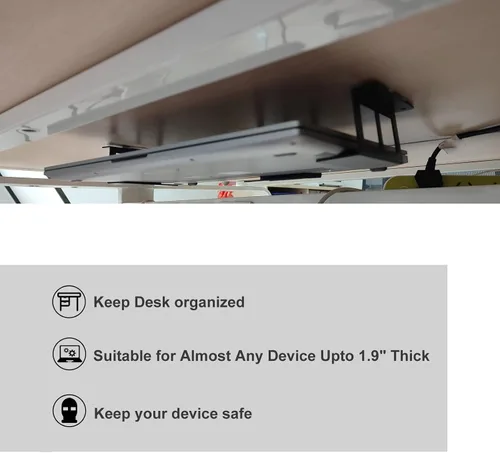 Miniatura 6 de PIAOLGYI Soporte para laptop debajo del escritorio con tornillo, dispositivos de soporte de hasta 1.9 pulgadas para montaje debajo del escritorio