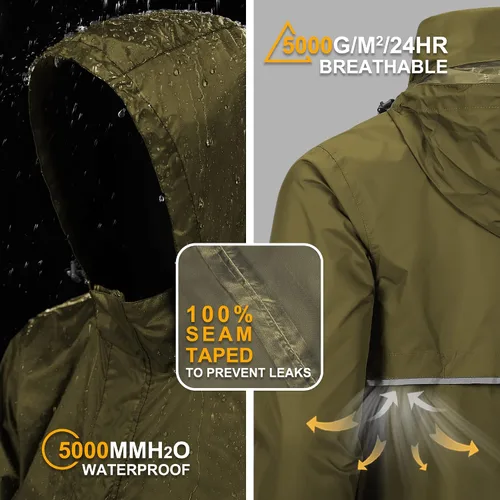 Miniatura 23 de Outdoor Ventures Chaqueta de lluvia para hombre, impermeable, ligera, plegable, para senderismo, golf, correr