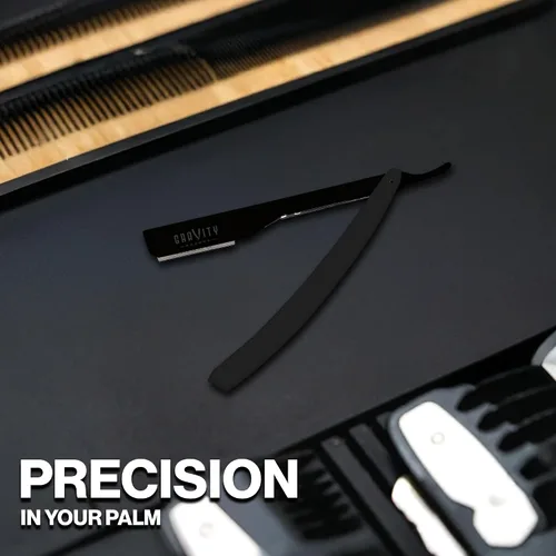 Miniatura 7 de Kit de afeitado manual GRAVITY RAZORS Profesional – Exposición Ultra, Incluye 10 Hojas Premium, 2mm Expuestas, Negro Mate