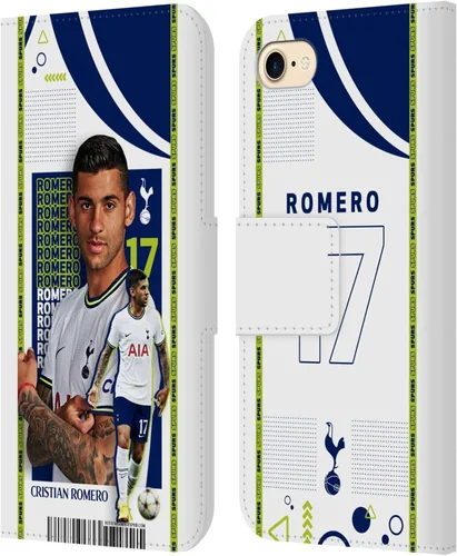 Head Case Designs Officially Licensed Tottenham Hotspur F.C. Cristian Romero 2022/23 First Team Leather Wallet Case Compatible with Apple iPhone 7/8