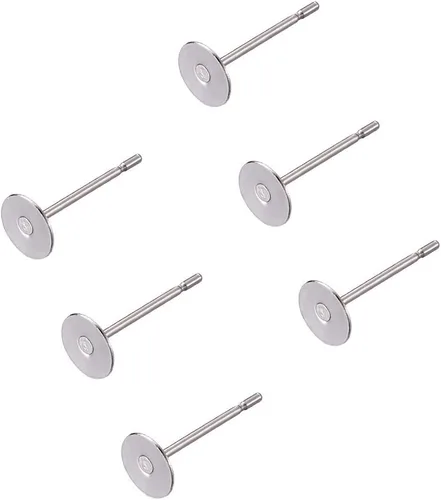 Miniatura 16 de Craftdady 400 aretes de acero inoxidable de 0.15 a 0.55 pulgadas, 8 tamaños, almohadillas planas, redondas, en blanco, para hacer joyas Almohadilla