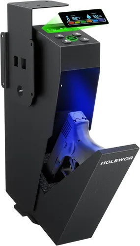 Miniatura 9 de HOLEWOR - Caja de seguridad para armas, pistola biométrica con acceso rápido por huella digital, caja fuerte para armas de fuego con montaje único