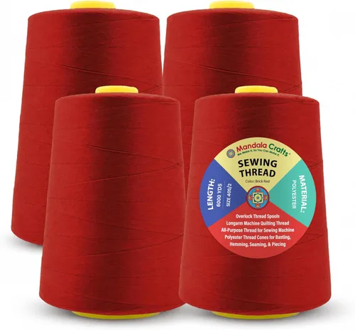 Miniatura 48 de Mandala Crafts 4 Pack of Serger Threads Cones Spools - 20S/2 24000 Yards Polyester Baby Blue Threads for Sergers Machine and Overlock Quilting