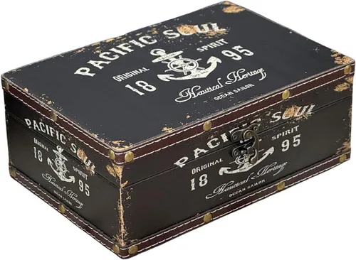 Caja del tesoro vintage de madera + piel sintética decorativa para joyas, caja de recuerdos, caja de recuerdos, regalos para niños, niñas, mujeres,
