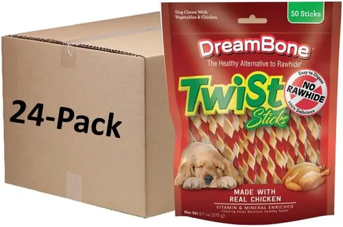 Miniatura 14 de Dreambone Twist Sticks - Masticables para perros sin cuero crudo, hechos con pollo real, 100 unidades (paquete de 1)