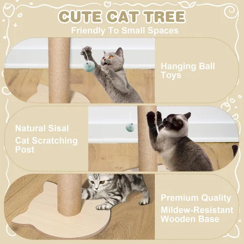Miniatura 2 de Árbol para gatos de 18 pulgadas de alto para gatitos, poste rascador de yute con bola colgante para gatitos y gatos adultos, torre pequeña