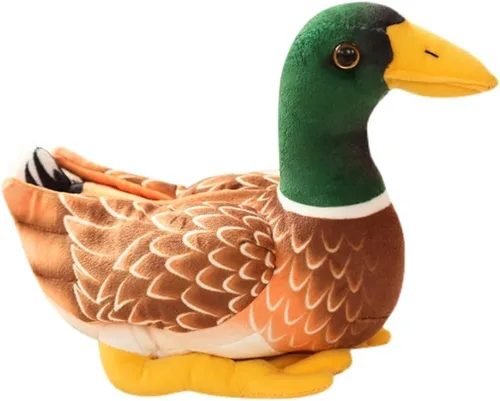 Miniatura 5 de JIANEEXSQ Regalo realista del animal de peluche del pato de la mazardo para los niños (marrón)