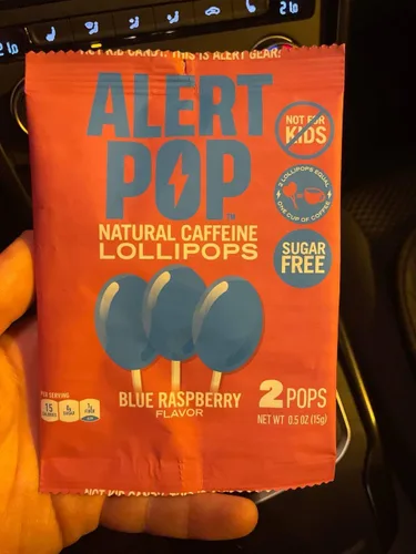 Miniatura 9 de Alertpop - Paletas de cafeína natural, caramelo sin azúcar de frambuesa azul con cafeína natural, sin derretimiento, sin derrames, para llevar, sin