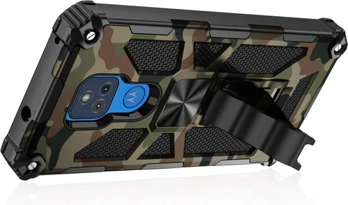 Miniatura 7 de Funda para Moto G Play 2021, grado militar, cubierta probada contra caídas, soporte integrado compatible con soporte magnético para automóvil, funda