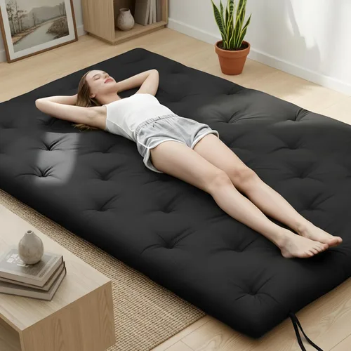 Syrinx Colchón de Futón de Suelo Japonés Tamaño Individual 75"x39", Cama de Suelo Perezosa Plegable Engrosada para Adultos, Tumbona Enrollable