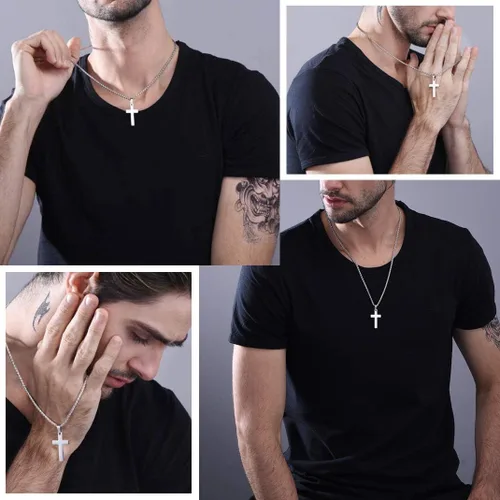 Miniatura 4 de GOLDCHIC JEWELRY Colgante personalizado de cruz INRI, Crucifijo milagrosoVirgen María con cadena, joyería de Cristaio para mujeres y hombres