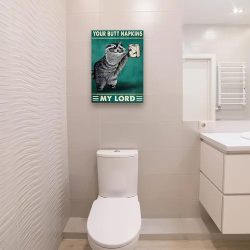 Miniatura 2 de Busmko Divertida decoración de baño con la servilleta de mi manteca de cerdo, mapache de animales, impresiones artísticas de pared, cuadros