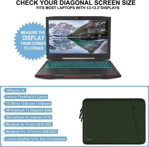 Miniatura 4 de Funda para laptop de 13.3 pulgadas, a prueba de golpes, funda protectora para computadora con bolsillo para accesorios, bolsa para laptop compatible