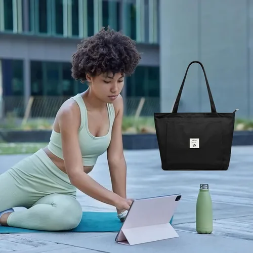 Miniatura 7 de Bolsas de yoga WLLWOO WLLWOO para mujeres con porta-mats de yoga, bolsa de lona para llevar, para pilates, para el hombro, para viajes, oficina
