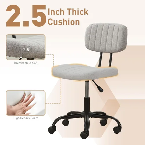Miniatura 3 de DRMBOOK Silla pequeña de escritorio para oficina en casa con ruedas, cómoda silla de tocador sin brazos, silla giratoria para computadora, sin Tela